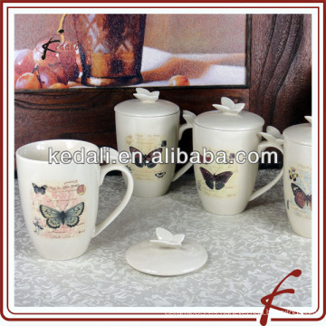 Taza de café de cerámica regalo conjunto con cubierta